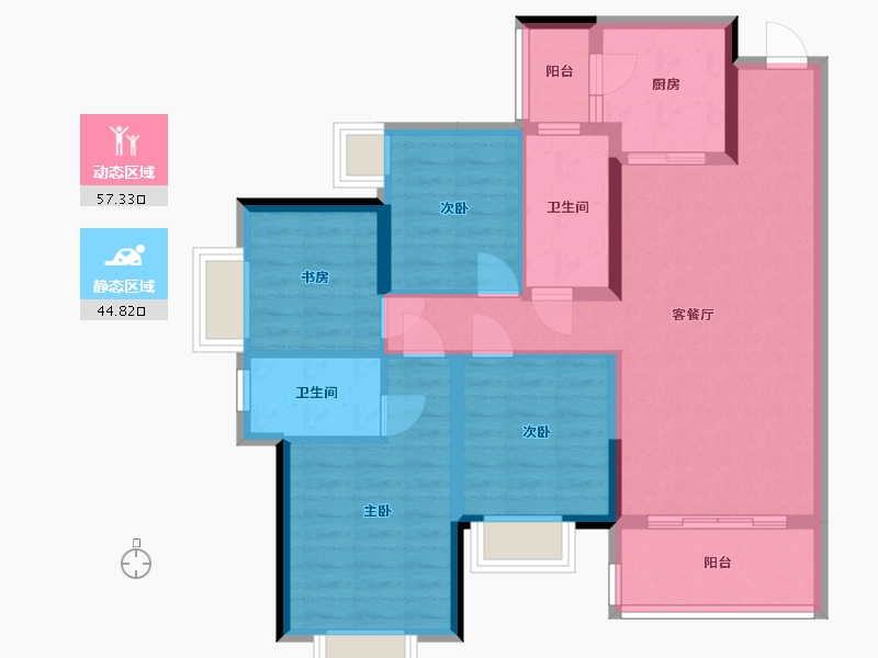 四川省-成都市-嘉裕第六洲-98.43-户型库-动静分区