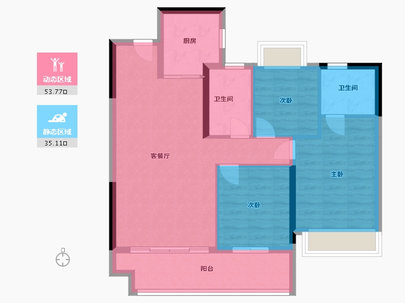 湖北省-襄阳市-金辉锦绣云庭-79.99-户型库-动静分区