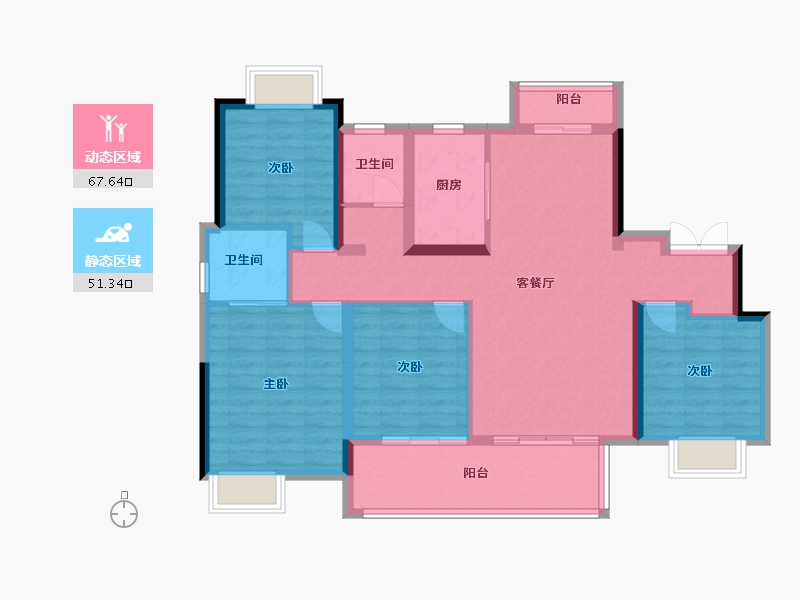 江西省-赣州市-博美九仰-107.34-户型库-动静分区