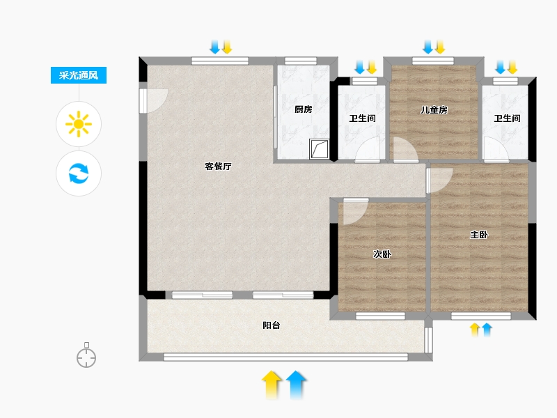 福建省-宁德市-三盛璞悦山河-94.40-户型库-采光通风