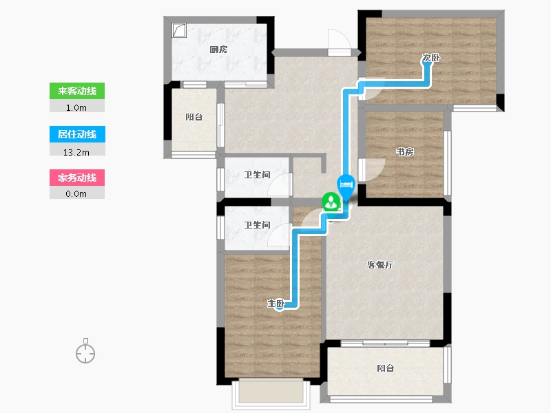 湖南省-郴州市-明大公园九里-105.15-户型库-动静线