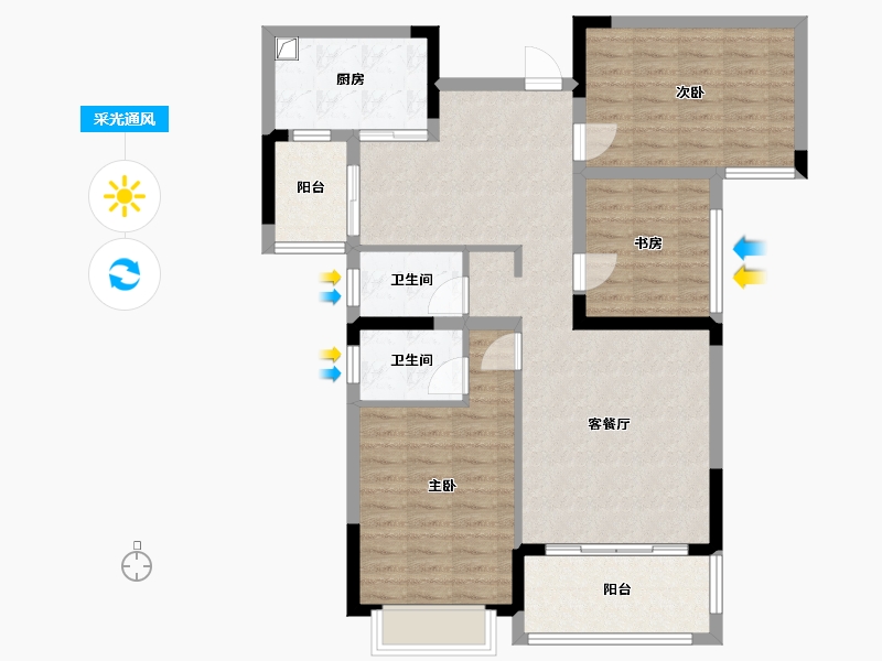 湖南省-郴州市-明大公园九里-105.15-户型库-采光通风