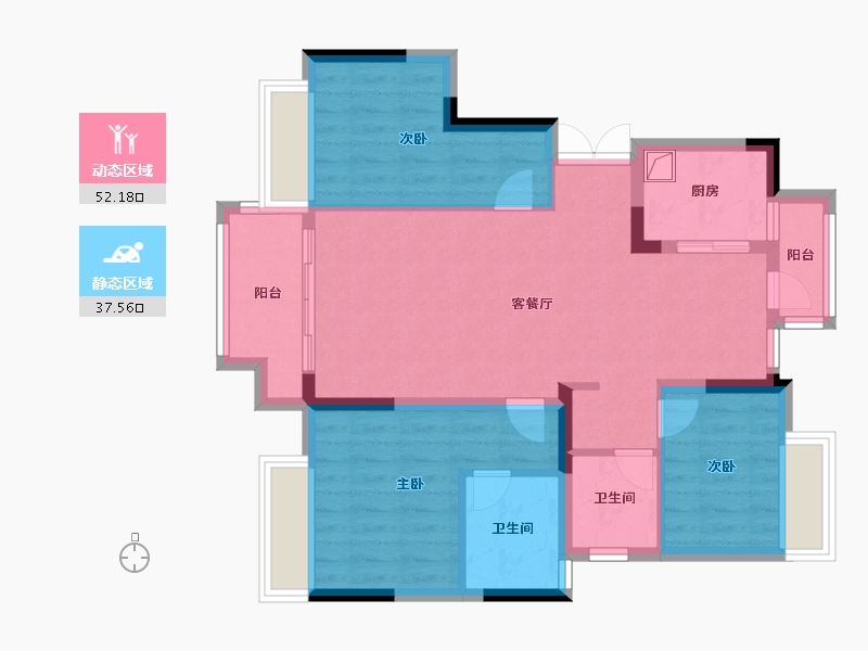 重庆-重庆市-金茂悦-79.48-户型库-动静分区