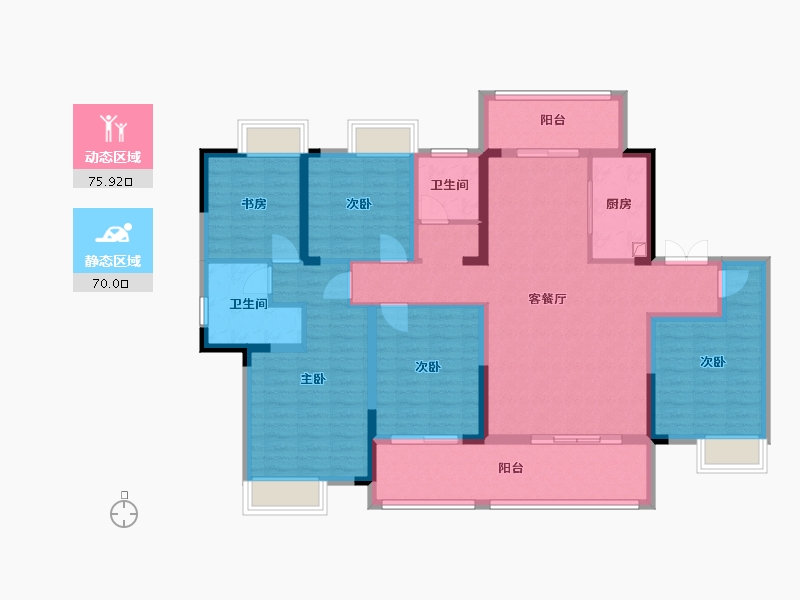 湖北省-黄冈市-皇家翡翠湾-130.00-户型库-动静分区