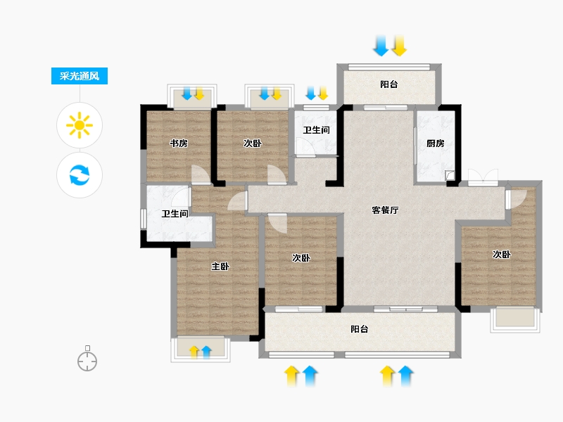 湖北省-黄冈市-皇家翡翠湾-130.00-户型库-采光通风