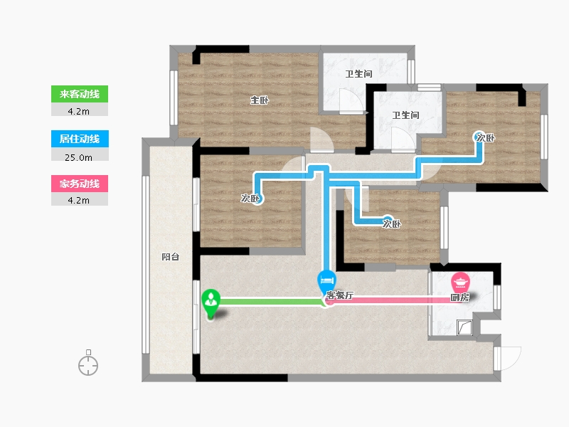 江苏省-泰州市-水岸康城-107.20-户型库-动静线