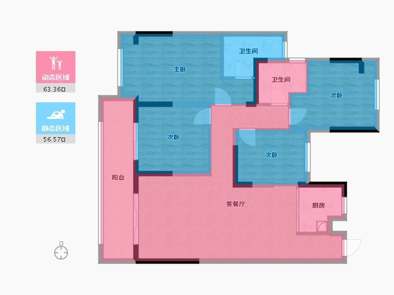 江苏省-泰州市-水岸康城-107.20-户型库-动静分区