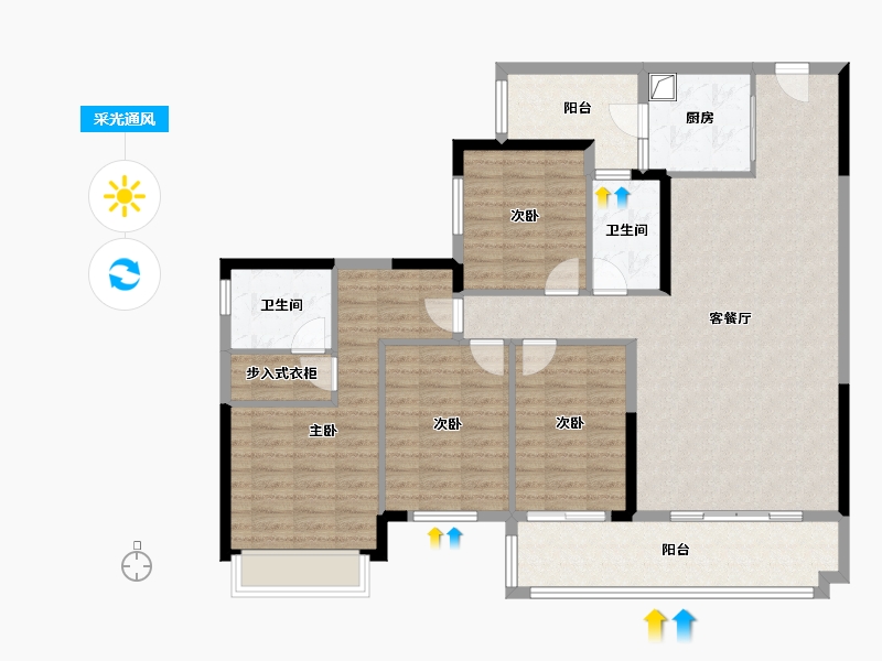 广西壮族自治区-百色市-靖西云天城-124.80-户型库-采光通风