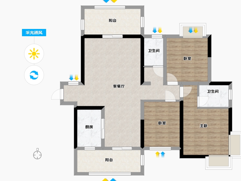 湖南省-娄底市-大汉龙廷-105.24-户型库-采光通风