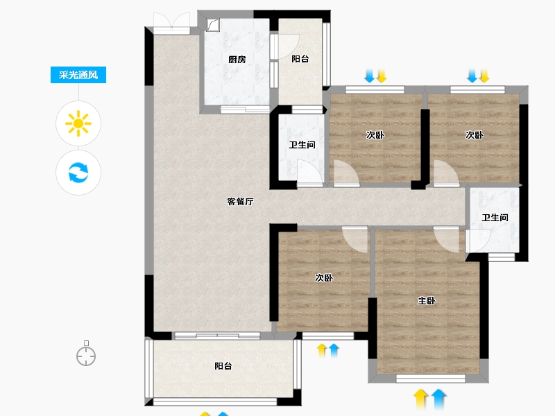 广西壮族自治区-玉林市-佳润康桥(建设中)-107.66-户型库-采光通风