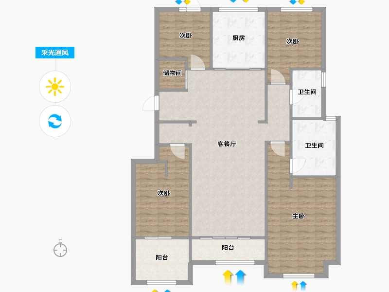 山东省-青岛市-青特城-D区-117.90-户型库-采光通风