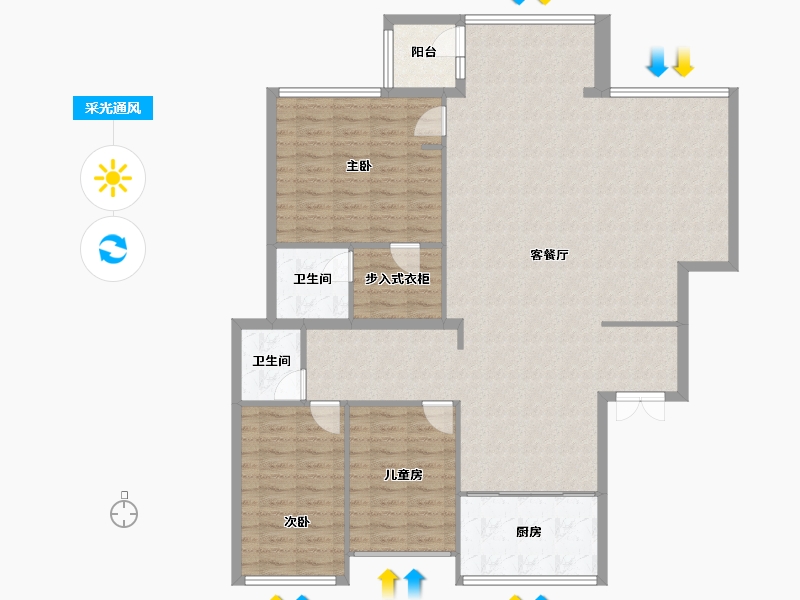 河南省-郑州市-碧源荣府-135.20-户型库-采光通风