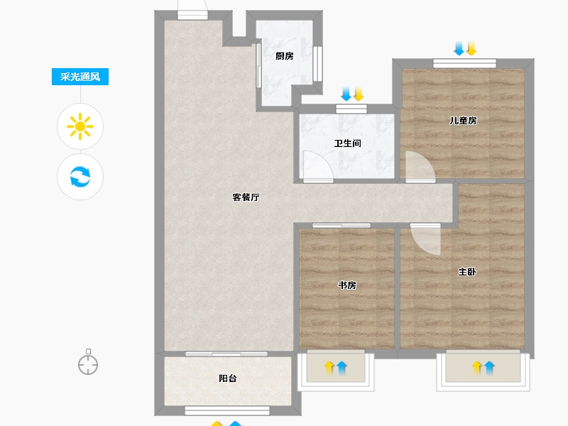 河南省-郑州市-美的智慧城-71.20-户型库-采光通风