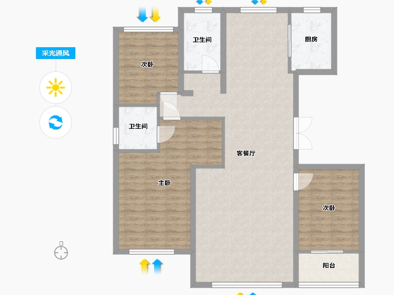 河北省-保定市-北城东院-118.94-户型库-采光通风