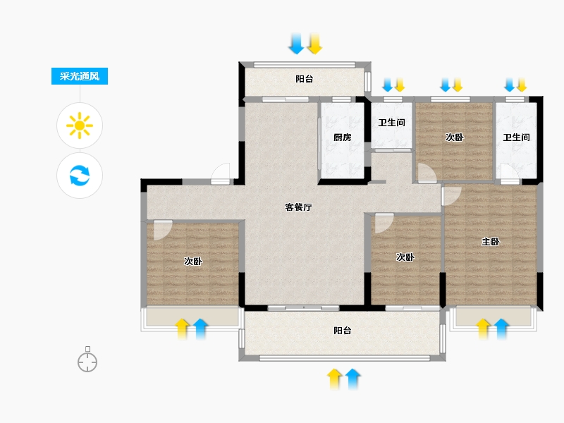 江苏省-常州市-碧桂园壹号天禧-138.00-户型库-采光通风