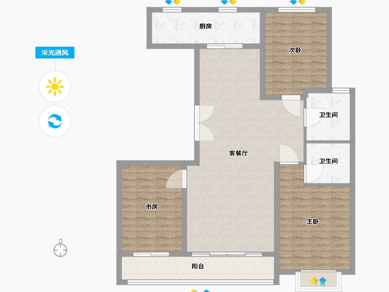 陕西省-榆林市-美好锦岚家园-114.00-户型库-采光通风