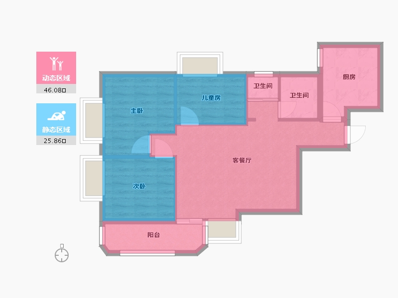 广东省-广州市-紫薇苑-73.60-户型库-动静分区