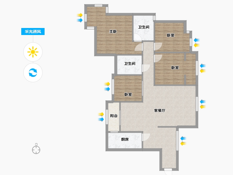 四川省-成都市-麓港-97.87-户型库-采光通风