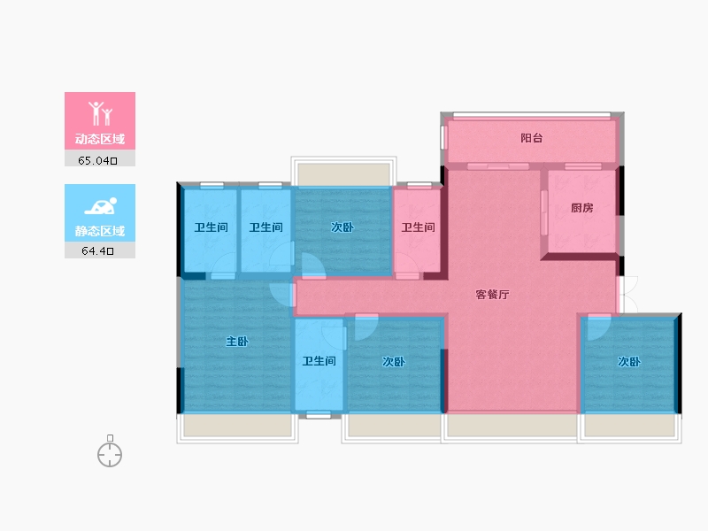 四川省-宜宾市-邦泰天誉-119.79-户型库-动静分区