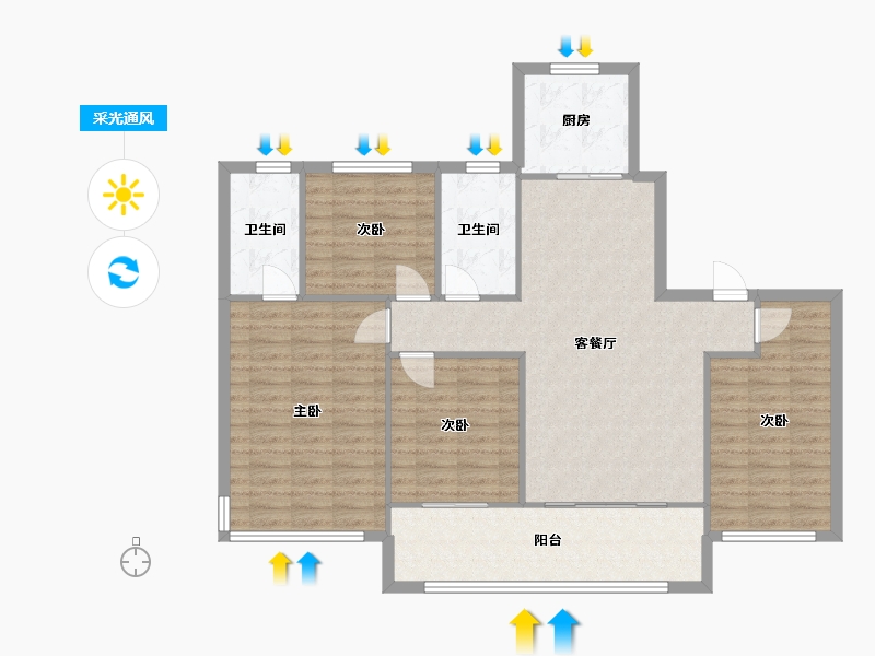 浙江省-嘉兴市-桐乡碧桂园北城春晓小区-112.00-户型库-采光通风