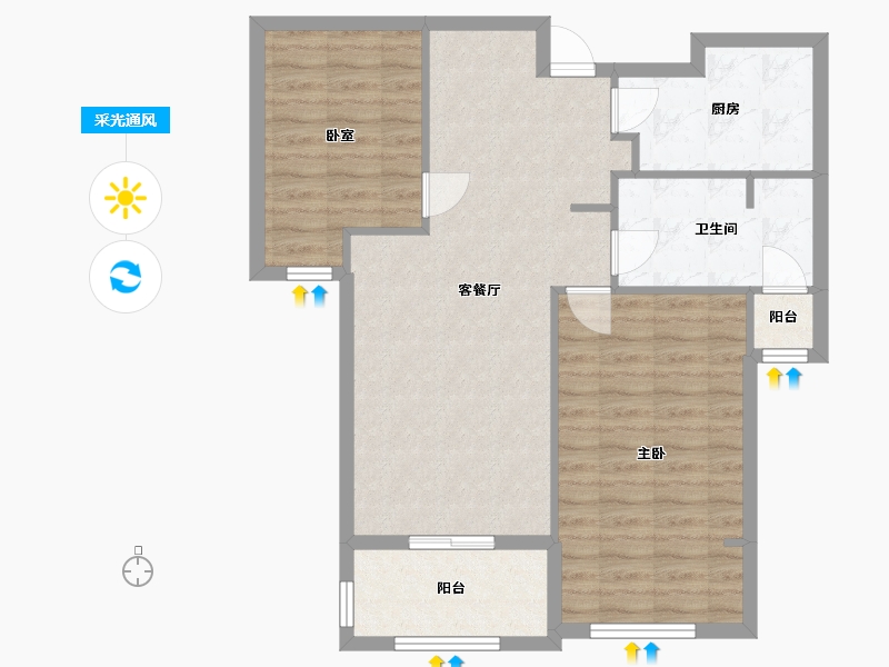 湖北省-武汉市-百瑞景中央生活区-四期-72.00-户型库-采光通风