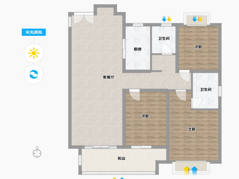 江苏省-常州市-香悦豪庭-126.00-户型库-采光通风