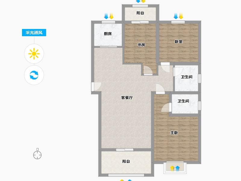 河南省-驻马店市-同信府-104.00-户型库-采光通风