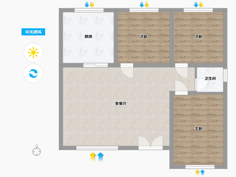 江苏省-苏州市-南新-76.00-户型库-采光通风