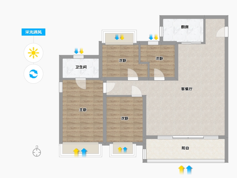 江苏省-无锡市-愉樾天成-105.66-户型库-采光通风