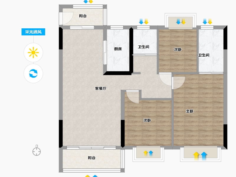 江西省-赣州市-阳光城翡丽湾-92.80-户型库-采光通风