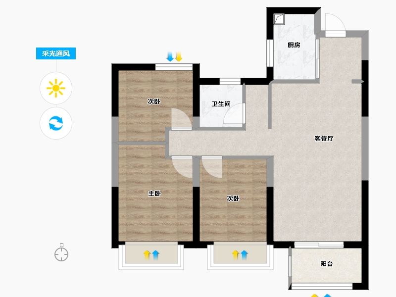 陕西省-西安市-西咸新区-75.00-户型库-采光通风