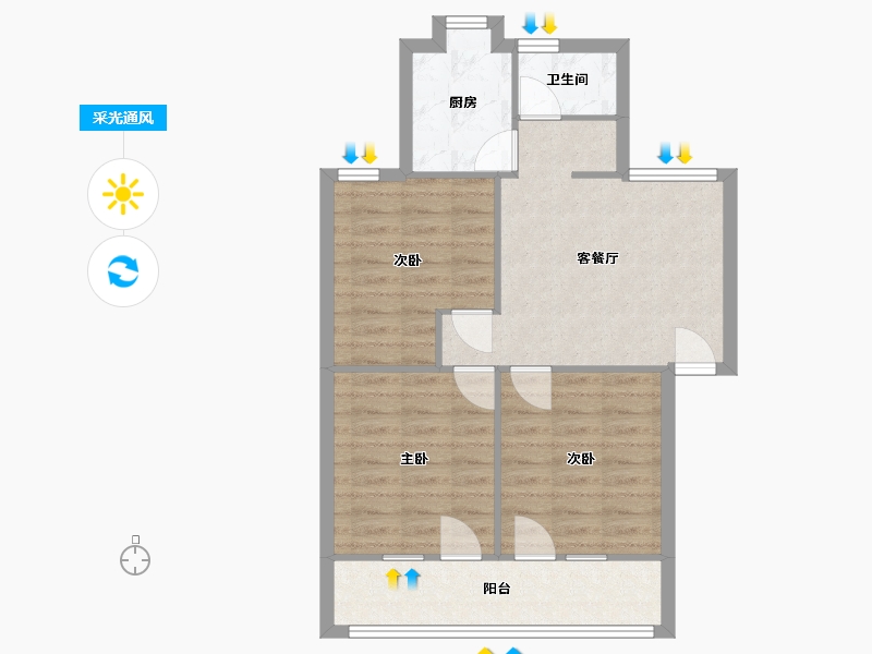 湖南省-长沙市-铁建小区-72.48-户型库-采光通风