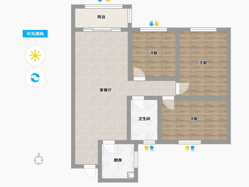 安徽省-淮南市-香樟苑五期-88.00-户型库-采光通风