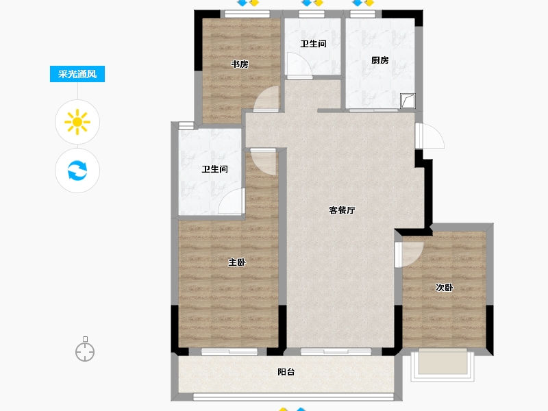 浙江省-宁波市-绿城·春来云潮-92.00-户型库-采光通风