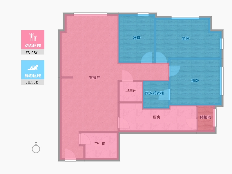 山东省-烟台市-阳光100城市广场-95.98-户型库-动静分区