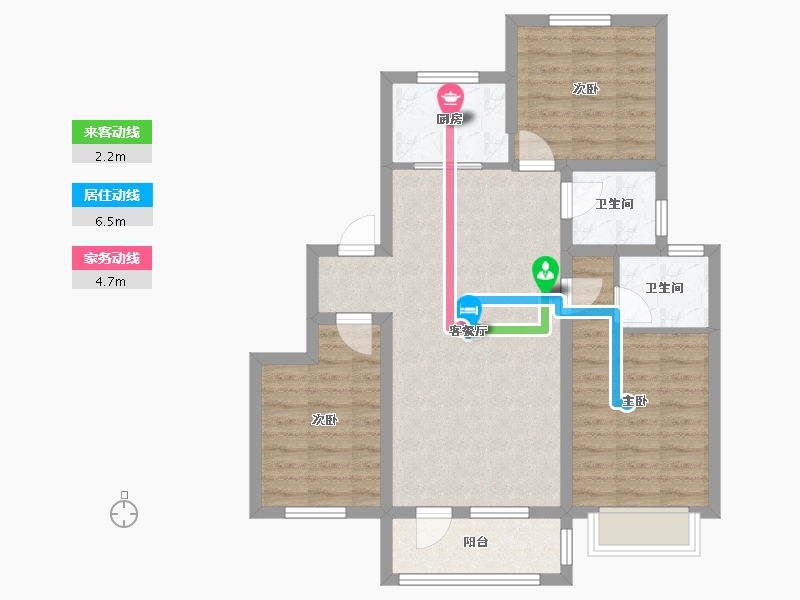 河北省-邯郸市-宣和叁号院-80.00-户型库-动静线