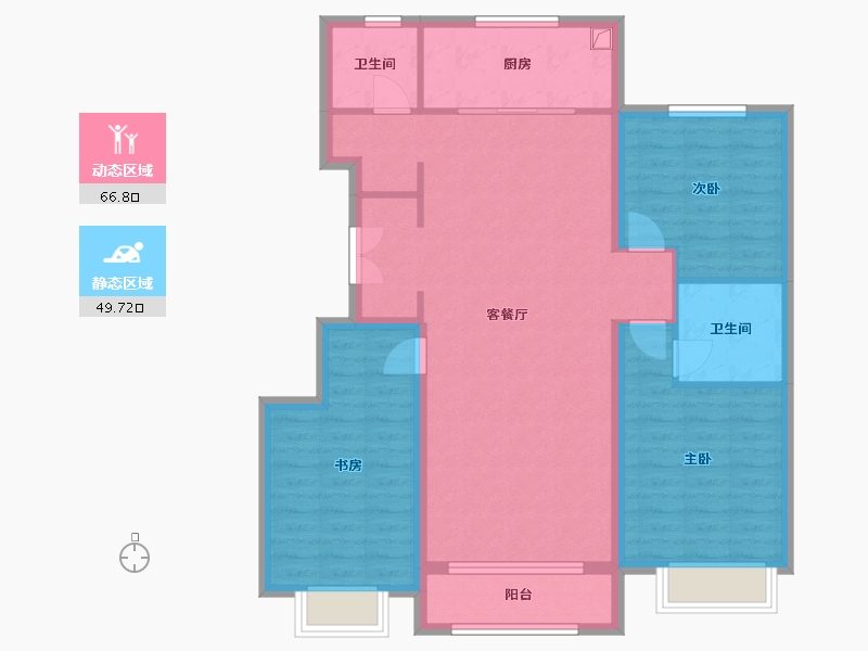 河北省-唐山市-水山金域蓝湾-三期-112.00-户型库-动静分区