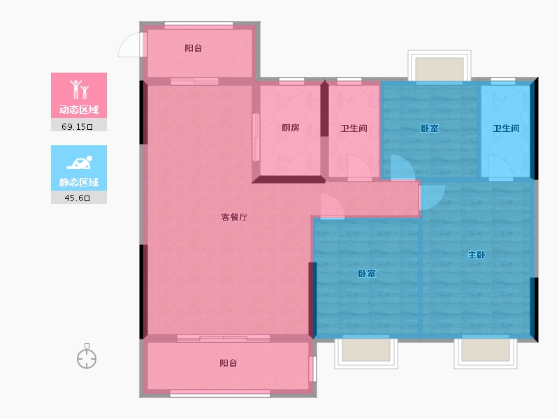 湖北省-襄阳市-力生汉江樾-104.00-户型库-动静分区