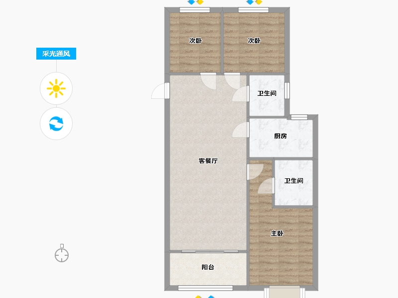 山东省-青岛市-维多利亚湾-一期-94.40-户型库-采光通风