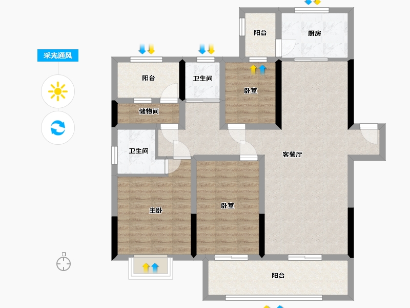 贵州省-遵义市-江南印-101.86-户型库-采光通风