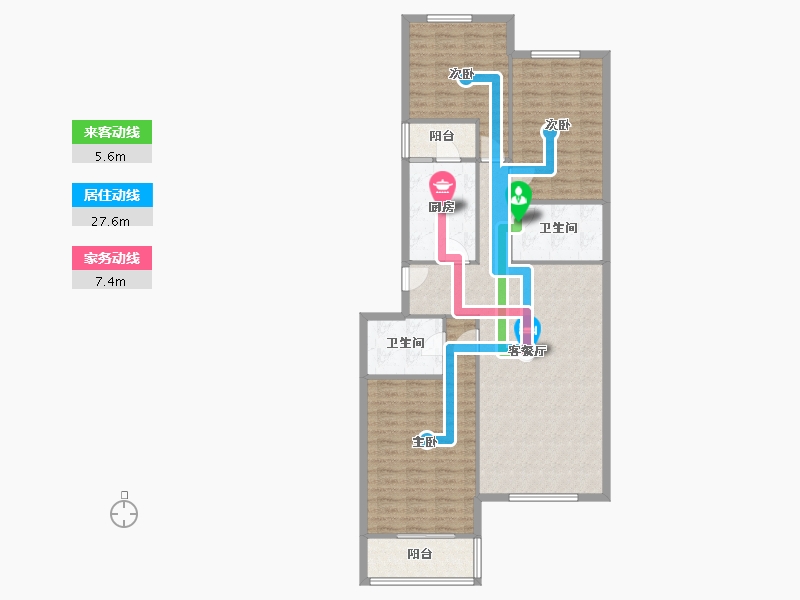 北京-北京市-龙腾苑-四区-128.00-户型库-动静线