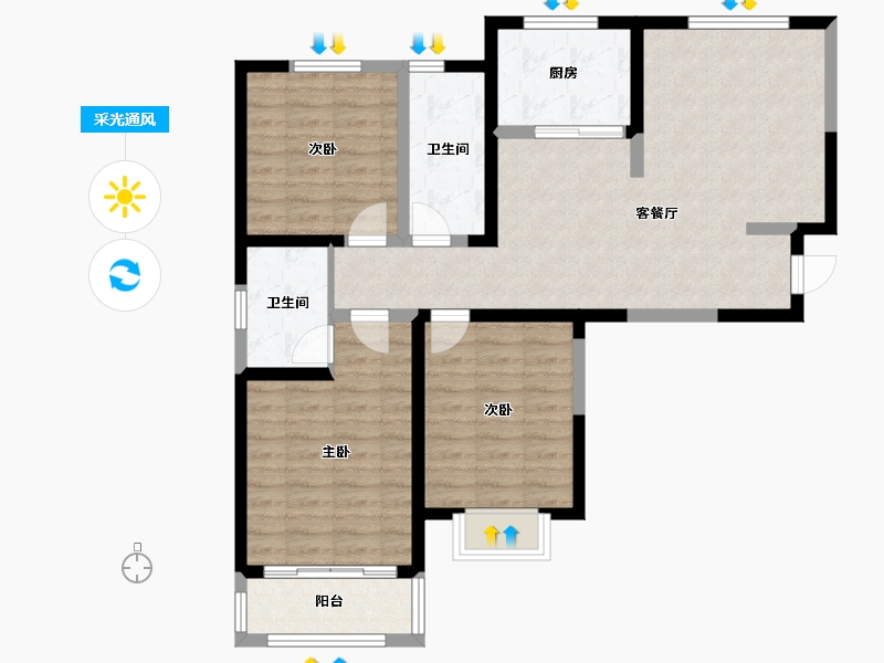 山西省-临汾市-学苑馨城-102.40-户型库-采光通风