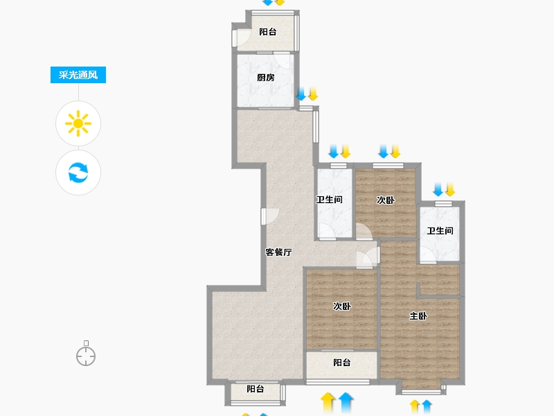 陕西省-西安市-万科城市之光北区-118.99-户型库-采光通风