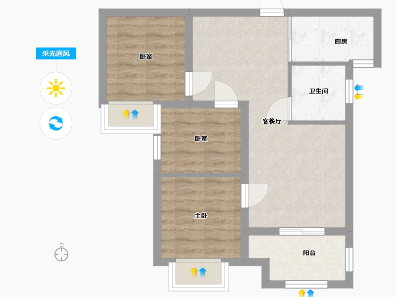 河南省-洛阳市-香榭里畔山-69.27-户型库-采光通风