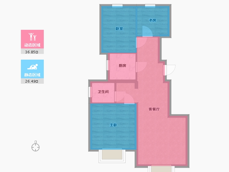 河北省-唐山市-水山上阅-72.00-户型库-动静分区