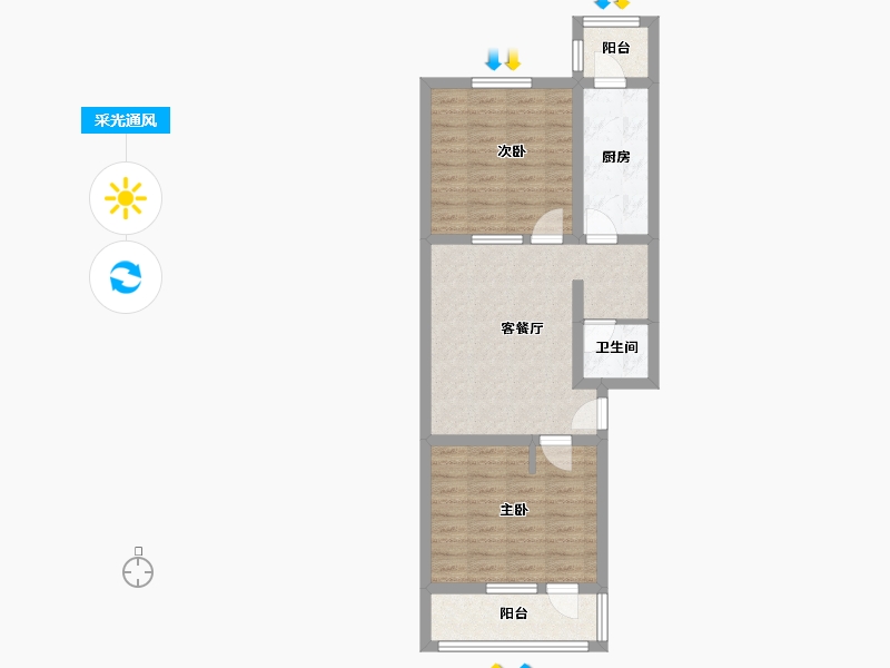 北京-北京市-宏福园-62.25-户型库-采光通风