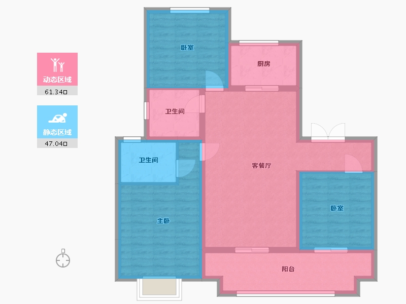 安徽省-芜湖市-通和世纪之光-96.80-户型库-动静分区