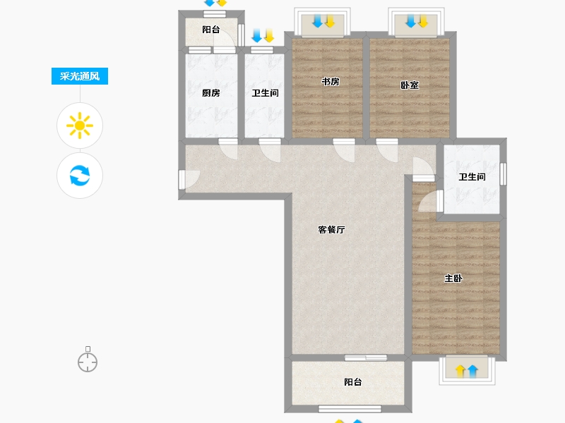 海南省-三亚市-三亚市食品厂安置小区南区-89.60-户型库-采光通风