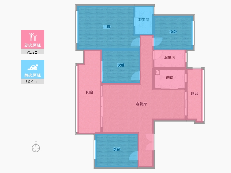 贵州省-遵义市-云玺 九龙庭-114.98-户型库-动静分区