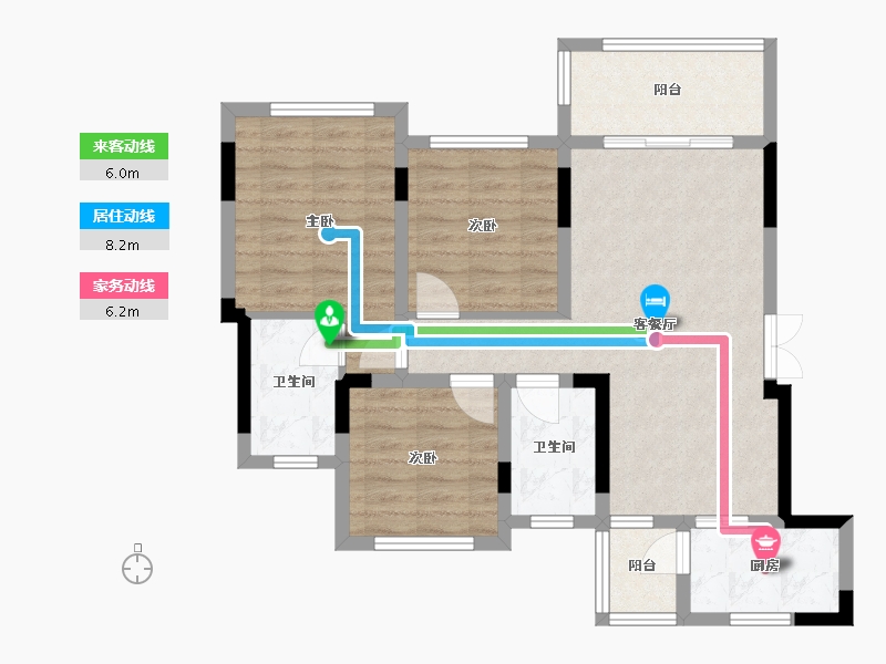 四川省-南充市-阳光白鹭洲-88.08-户型库-动静线